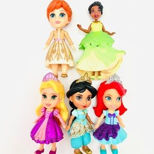 Disney Princess Mini Dolls Lot(5) Rapunzel Jasmine Ariel & More 3.5in Read